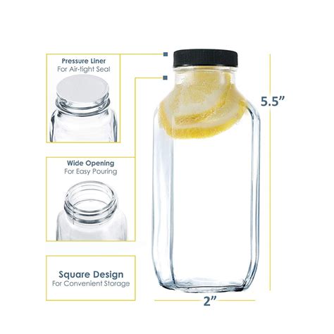 Clear French Square Beverage Glass Bottle Milk Juice Bottles Screen