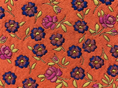 Multicolor Floral Jacquard Brocade In Terracotta Bandj Fabrics