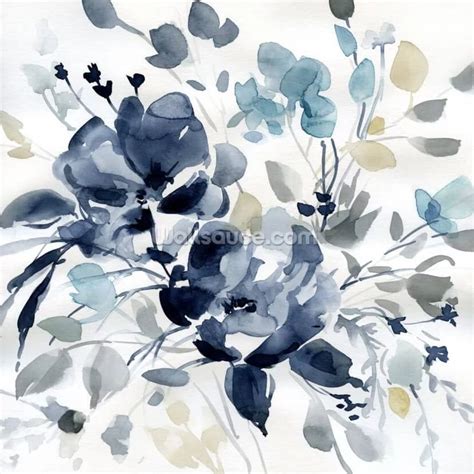 Indigo Garden Floral Wallpaper Wall Wallpaper Canvas Wall Art