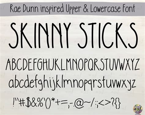 SKINNY STICKS Rae Dunn Inspired Font With Upper And Lower Case Letters