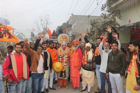 श्री बालाजी धाम सिद्धबलि हनुमान नर्मदेश्वर महादेव मंदिर से धूमधाम से निकली श्रीराम शोभायात्रा