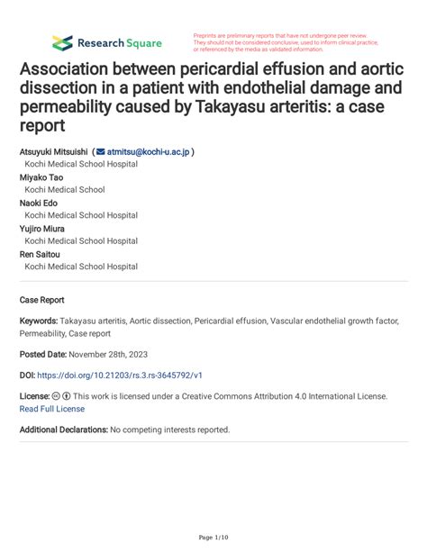 Pdf Association Between Pericardial Effusion And Aortic Dissection In