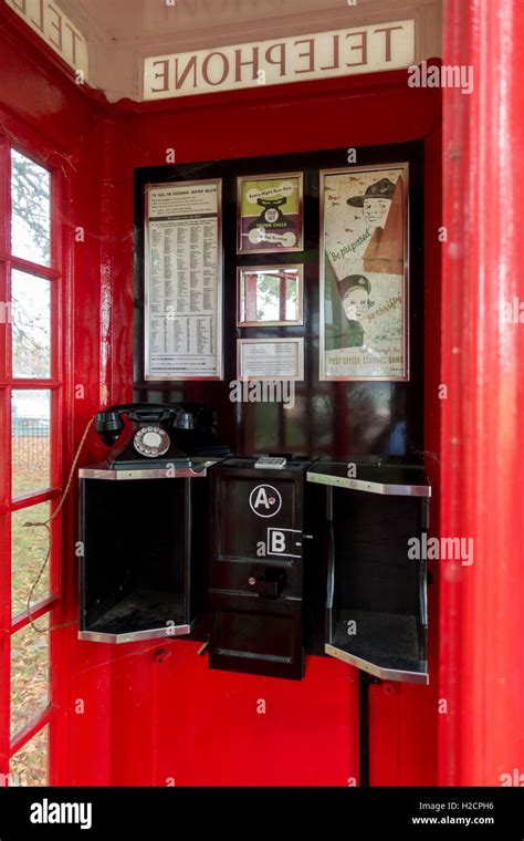 Interior Of 1930s Traditional British Red Telephone Box Showing