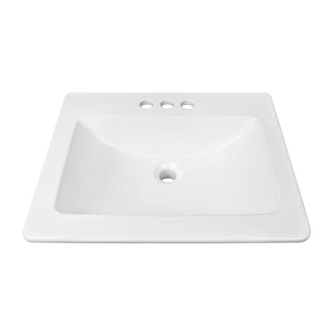 Deervalley Ceramic Drop In Rectangular White Bathroom Sink 16 54 In X