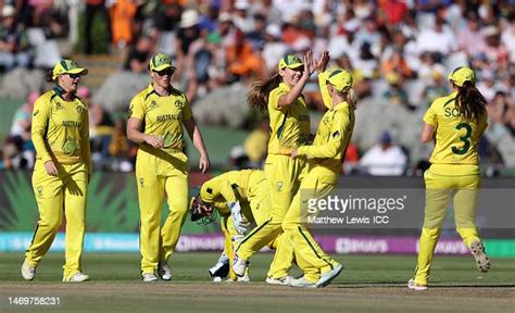 Darcie Brown Of Australia Celebrates The Wicket Of Marizanne Kapp Of