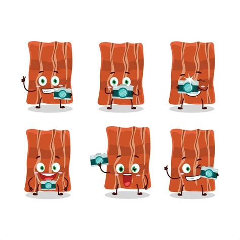 Photographer Profession Emoticon With Fried Bacon Cartoon Character