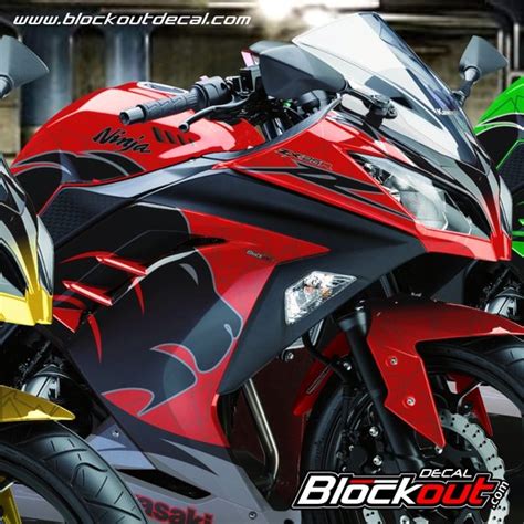 Jual Decal Ninja 250 FI Lion Head 06 Warna Merah Sticker Striping