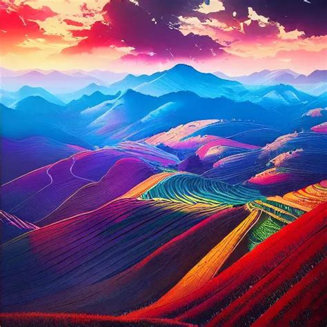 Yunnan Province Fields Landscape By Anato Finnstark Stable Diffusion