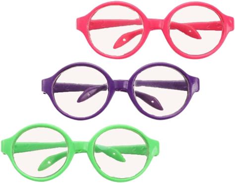 Girl Toys 3 Pairs Doll Glasses Doll Eyeglasses Miniature Plastic Glasses Round