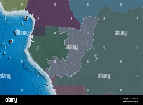 Extended area of Republic of Congo with country outline, international ...