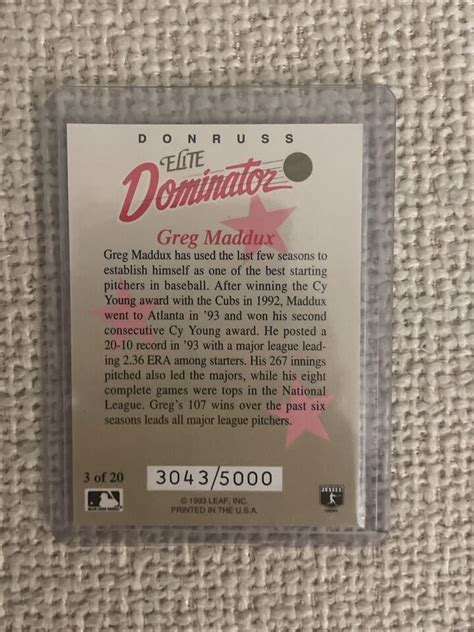 Greg Maddux Atlanta Braves Donruss Elite Dominator Le