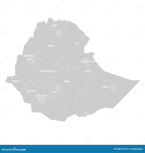 Ethiopia Political Map Of Administrative Divisions Stock Vector