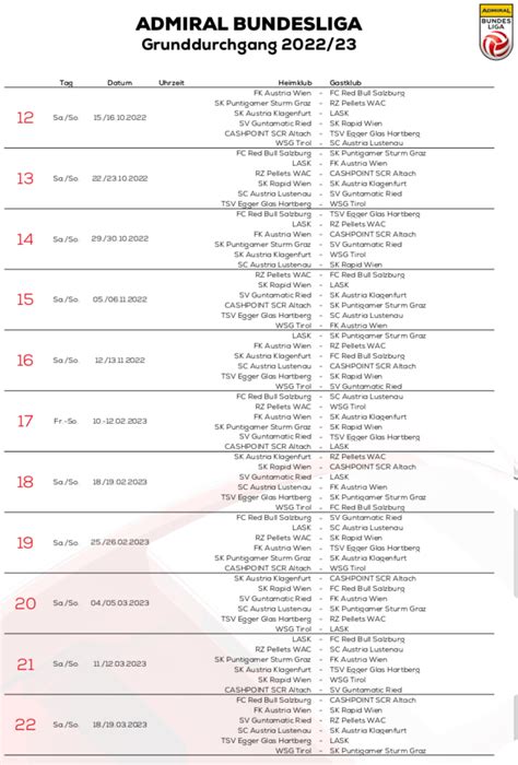 Frisch Eingetroffen Neuer Spielplan Der Admiral Bundesliga Saison 2022