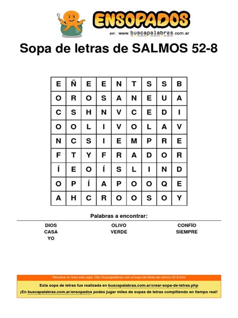 Sopa De Letras De Salmos 52 8 Pdf