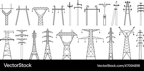 Electric pylon silhouette high voltage Royalty Free Vector