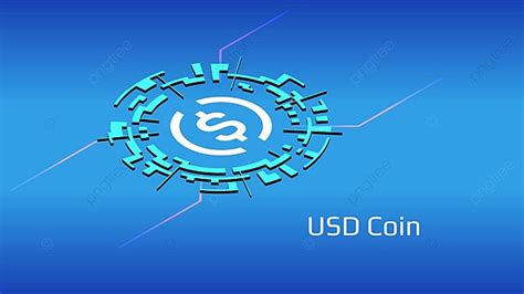 Usd Coin Usdc Isometric Token Symbol In Digital Circle On Blue