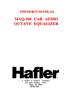 Fillable Online Owner S Manual Maq Car Audio Octave Equalizer Maq