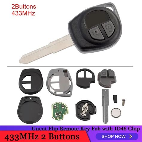 Mhz Buttons Keyless Uncut Flip Remote Key Fob With Id Chip For