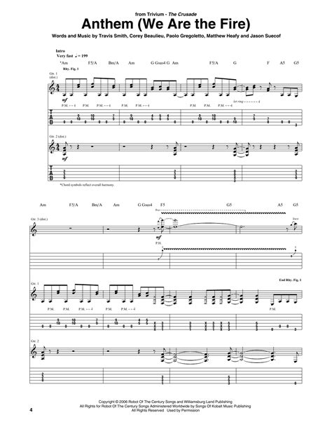 Anthem We Are The Fire By Trivium Guitar Tab Guitar Instructor