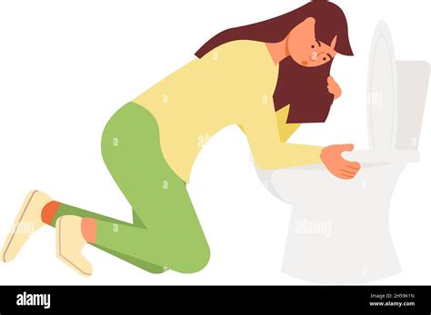 Female Vomiting Toilet Banque Dimages Vectorielles Alamy