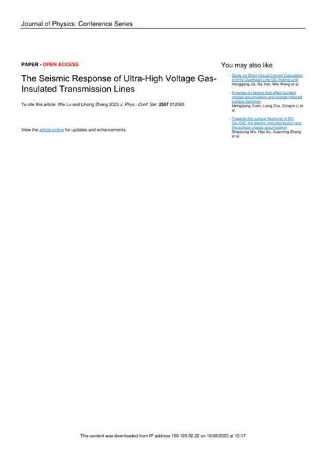 PDF The Seismic Response Of Ultra High Voltage Gas Insulated