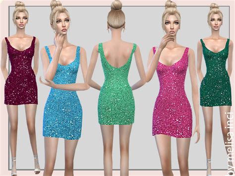 Short Sequin Dress By Melisa Inci Sims 4 Female Clothes