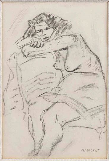 Fausto Pirandello Female Nude Drawing Pencil 2000s IntOndo