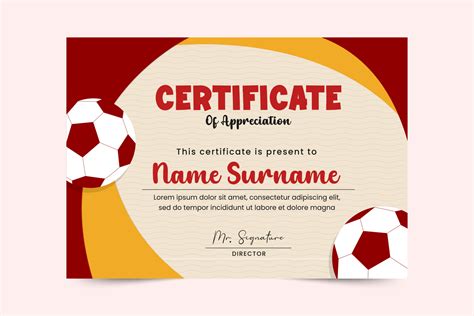 Football Tournament Sport Event Certificate Design Template Simple And