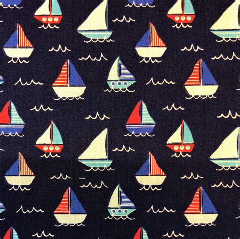 Sailboat Coastal Print Polycotton Fabric - Amble Pin Cushion