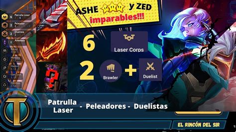 6 Patrulla Laser Ashe Zed Carry Composición 1er Lugar Rank TFT Set 8