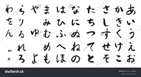 Handwritten Hiragana Charactershiragana Japanese Syllabary Stock Vector