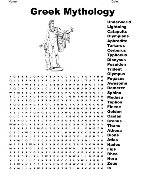 Word Search Greek Mythology