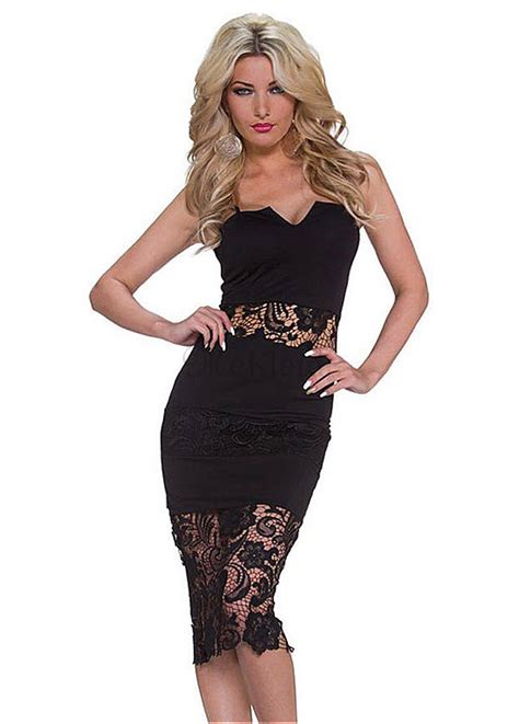 Heiß Schwarz Sexy Einfügen Unterhose Kleid Spitze Club Kleider MeKleid de