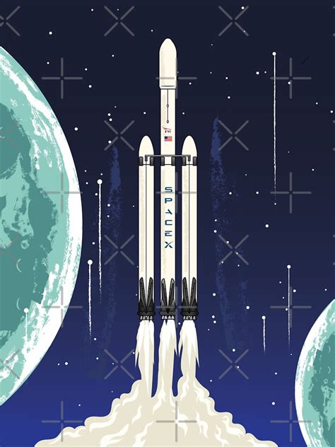 Spacex Falcon Heavy Rocket Sticker For Sale By Martiancloset Redbubble