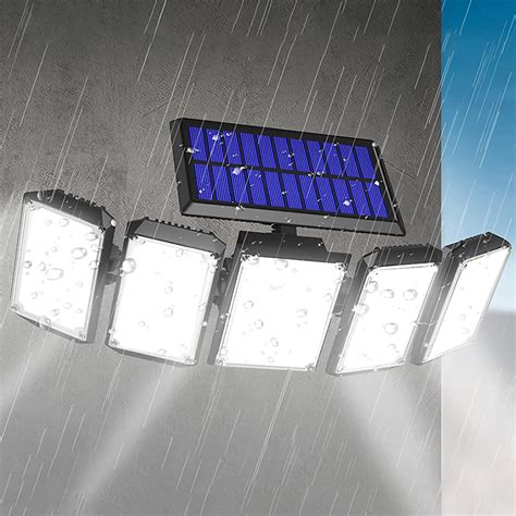 Outdoor Solar Lights 5000lm 7000k Motion Sensor Waterproof Wide Angle Security Wall Lights