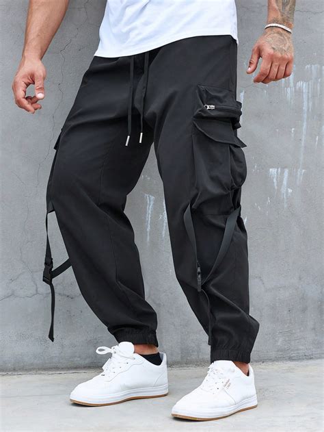 Manfinity Legnd Hombres Pantalones Cargo Con Bolsillo Con Solapa Con