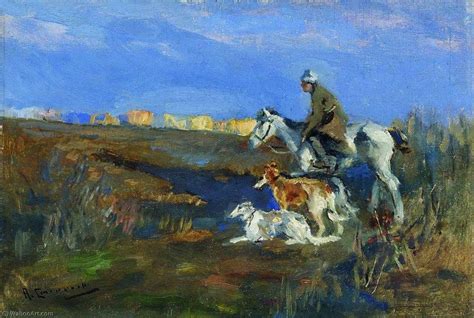 Réplique De Peinture Chasseur avec chiens de Alexei Stepanov 1858 1923