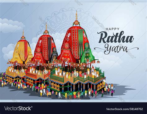 For indian festival with happy chariot journey Vector Image