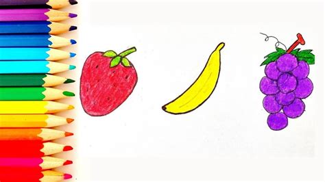 How To Draw Fruits Drawing Coloring For Kidsdraw Step By Step