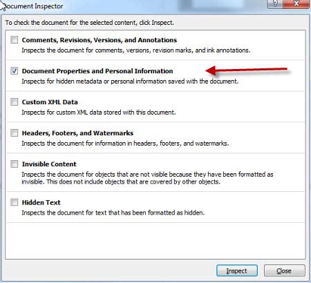how to clear metadata from word