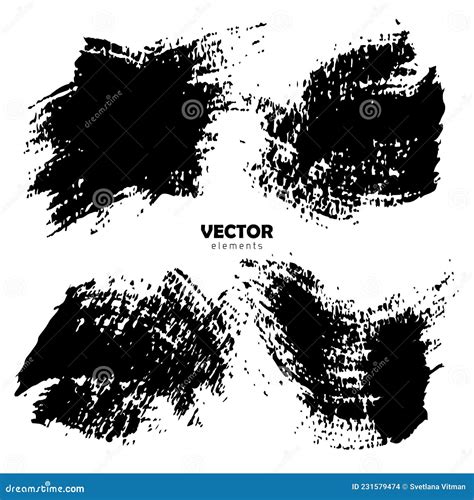 Establecer Trazos Vectoriales De Forma De Pincel En Color Negro Sobre