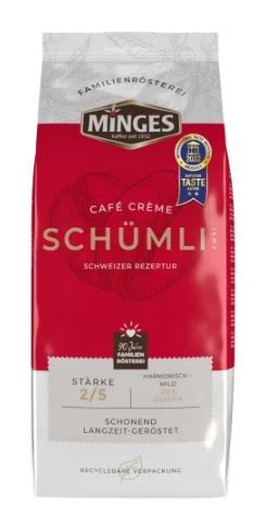 Minges Café Crème Schümli 2 Coffee Beans 8 x 1 Kilo Five Star