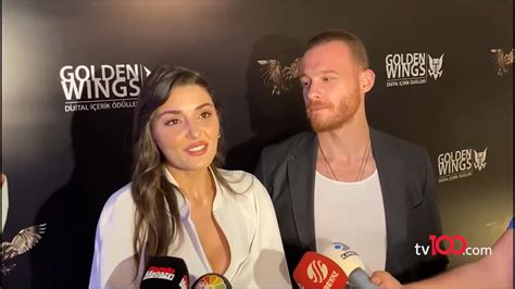 Hande Ercel And Kerem Bursin Interview At Golden Wings Award In English