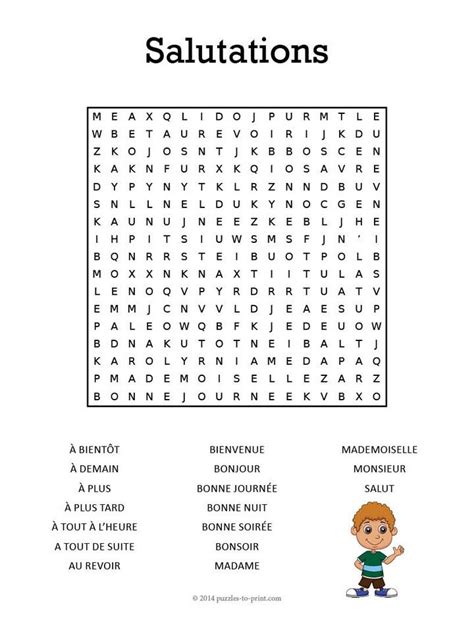 Free Printable French Salutations Word Search | Teaching french, French ...