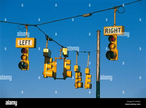 USA - Michigan - Detroit. Traffic lights at an intersection Stock Photo, Royalty Free Image ...