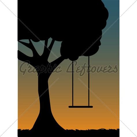 Tree Swing Silhouette Play Image