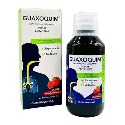 Jarabe Guaxoquim Guaifenesina 2g Oxolamina 1g Sabor Fresa Frambuesa 140