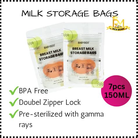 Breastmilk Storage Bags Double Ziplock Plastik Simpan Susu Ml