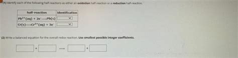 Solved (1) Identify each of the following half-reactions as | Chegg.com