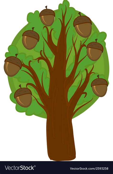 Cartoon oak tree isolated Royalty Free Vector Image